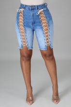 Load image into Gallery viewer, Keep Me Laced Denim Shorts
