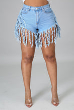 Load image into Gallery viewer, Worth the Tassel denim shorts
